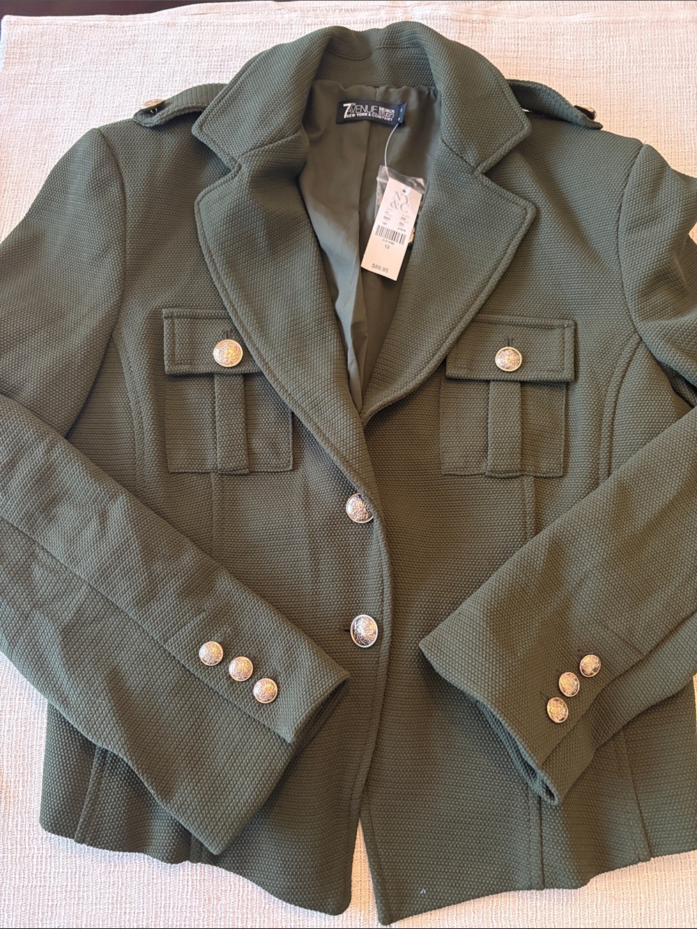 New York and Company Olive Green women’s Military-Style Women's Blazer size 12